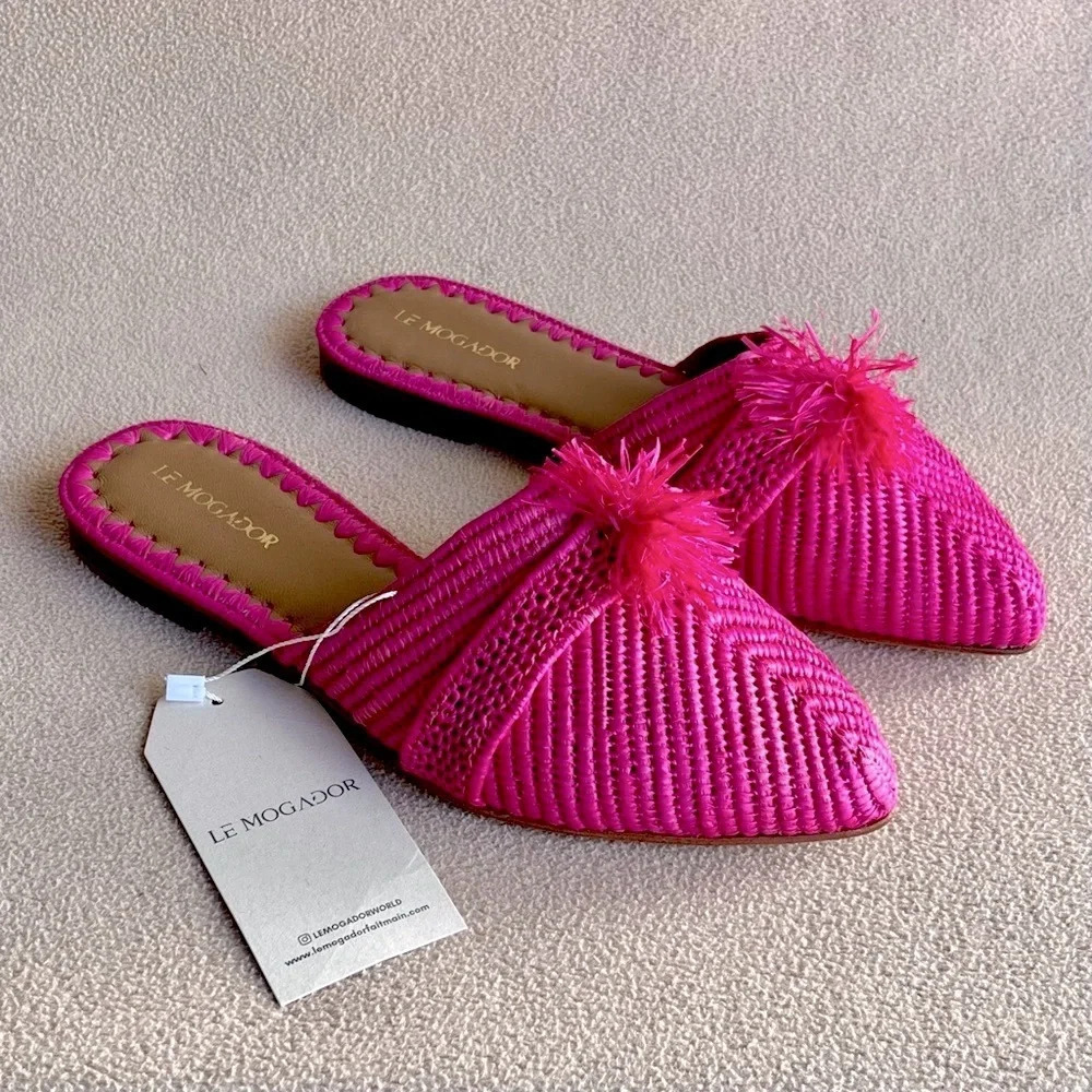 Le Mogador Taormina Mules Women’s 6.5 Fuchsia Pink Summer Beach Island Vacation